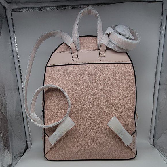 Michael Kors Jaycee Logo Large Zip Pocket Backpack Dark Powder Blush